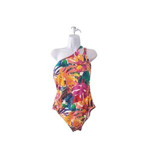 NWT Soma Tropical One-Shoulder One Piece Swimsuit - Multicolor